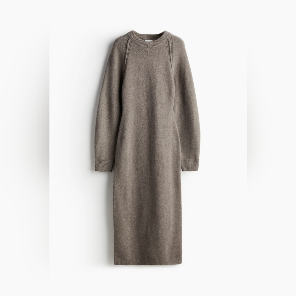H&M Taupe Melange Cozy Knit Bodycon Longline Sweater Dress XS. - Picture 2 of 10